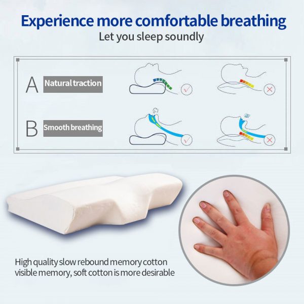 Orthopedic Memory Foam Pillow 60x34cm Slow Rebound Soft Memory Slepping Pillows Butterfly Shaped Relax The Cervical 5