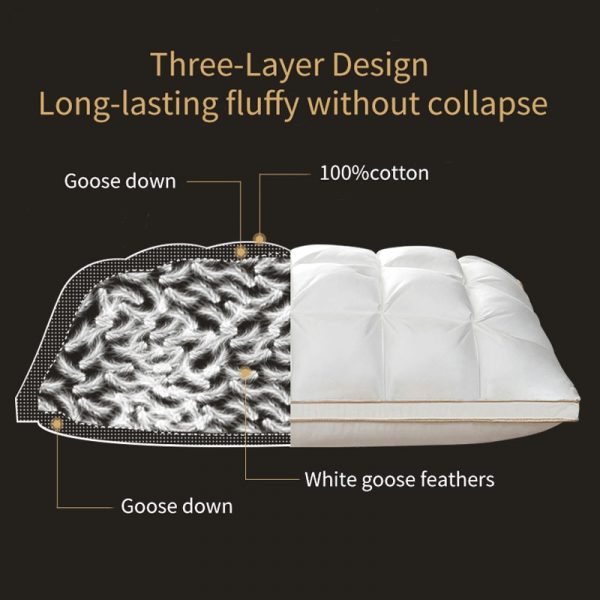 Peter Khanun 3D Bread Goose Down Pillows Pinch Pleat Luxury Protect Neck Spine Pillows 100 Cotton 3