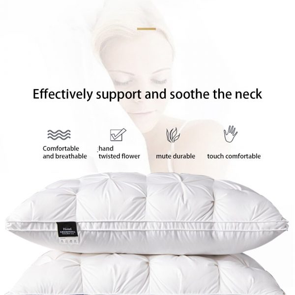 Sondeson Luxury White Goose Down Pillows Down proof King Queen 100 Cotton Bedding 3D Style Rectangle 2
