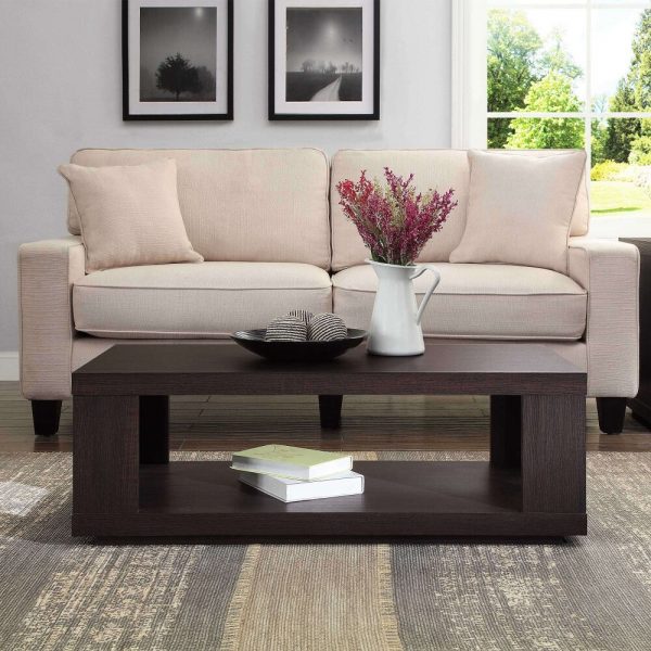 Steele Coffee Table with Lower Shelf Espresso living room table furniture 4