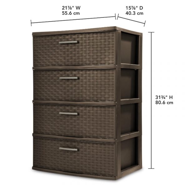 Sterilite 4 Drawer Wide Weave Tower Espresso storage drawers kitchen drawer organizer under desk drawer 1