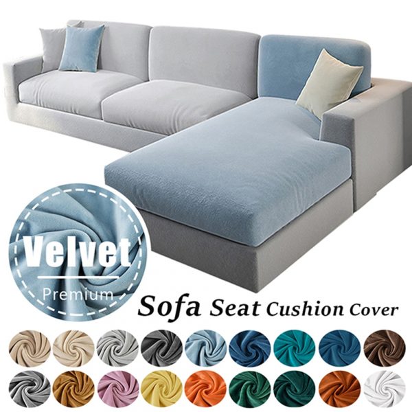 Super Soft Velvet Sofa Seat Cushion Cover Plain Color Stretch Thicken Sofa Cover Sectional Couch L