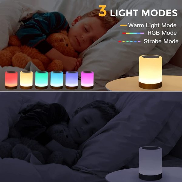 Touch Lamp LED Table Lamp Bedside Lamp RGB Table Lamp Bedroom Lamp with Touch Sensor Portable 3