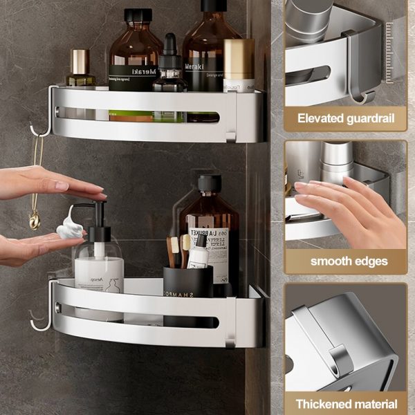 VILOYI Bathroom Shelves Wall Mounted No Drill Space Aluminum Shower Corner Caddy Storage Shelf Multilayer Kitchen 2