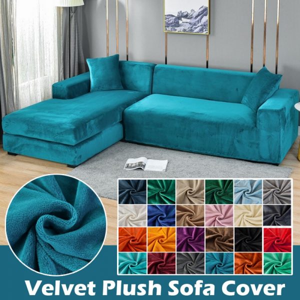 Velvet Sofa Cover Elastic Thick L Shaped Corner Sofa Cover for Living Room 1 2 3