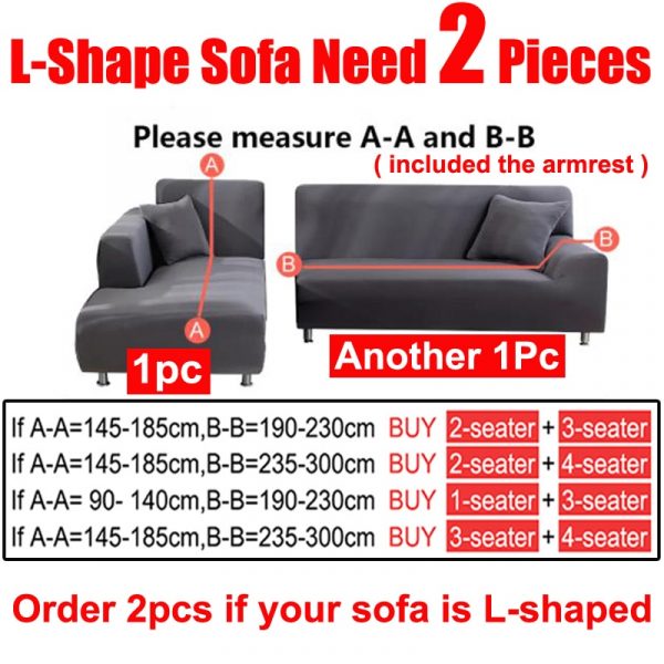 Waterproof Sofa Cover 1 2 3 4 Seater Sofa Cover for Living Room Elastic Solid L 1