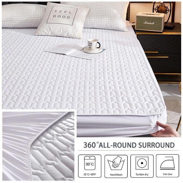 Waterproof Thicken Mattress Pad Protector Skin Friendly Durable Fitted Sheet Bed Cover Latex Mat Cover 150x200 6