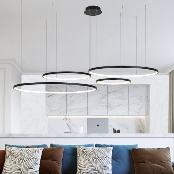 modern led chandelier circle lights for Interior design engineering lighting Line hang LED ring chandelier lamp